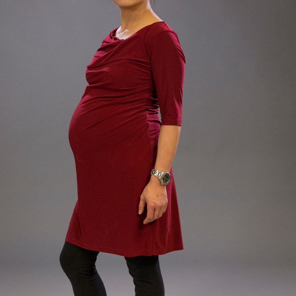 Japanese weekend dark red dress